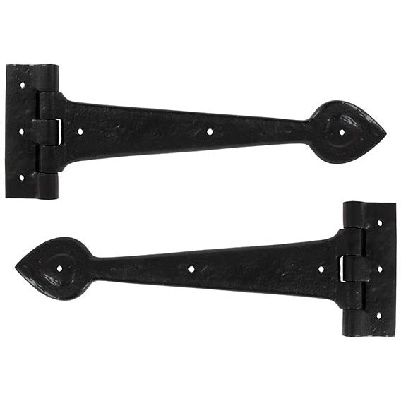 From The Anvil - Textured 12" Cast T Hinge (pair) - Black - 83621 - Choice Handles