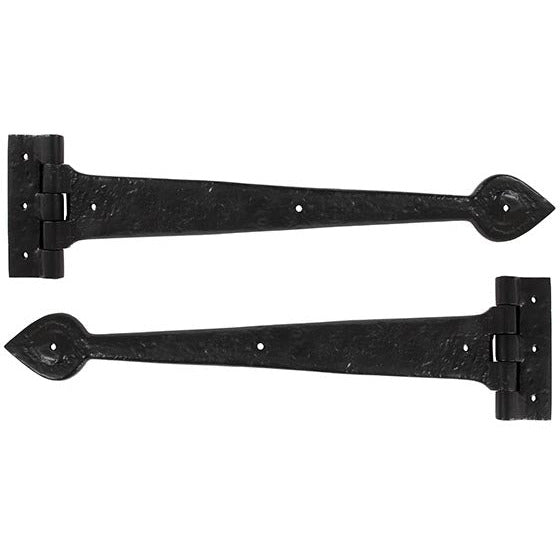 From The Anvil - Textured 16" Cast T Hinge (pair) - Black - 83622 - Choice Handles