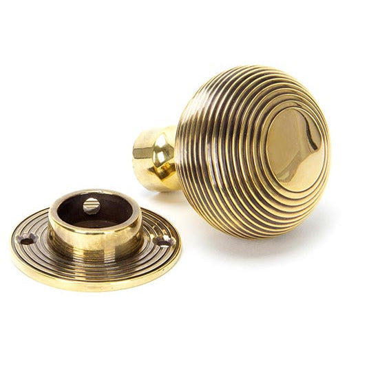 From The Anvil - Heavy Beehive Mortice/Rim Knob Set - Aged Brass - 83633H - Choice Handles
