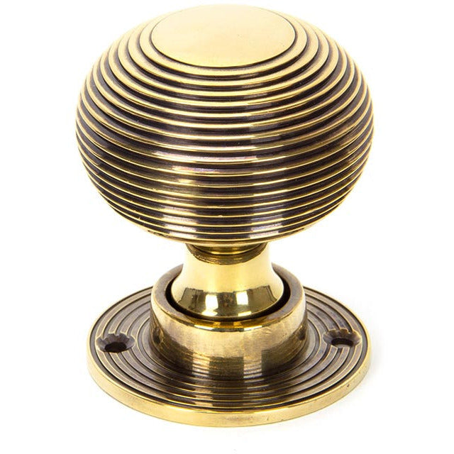 From The Anvil - Beehive Mortice/Rim Knob Set - Aged Brass - 83633 - Choice Handles