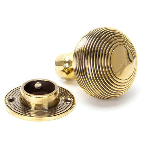 From The Anvil - Beehive Mortice/Rim Knob Set - Aged Brass - 83633 - Choice Handles