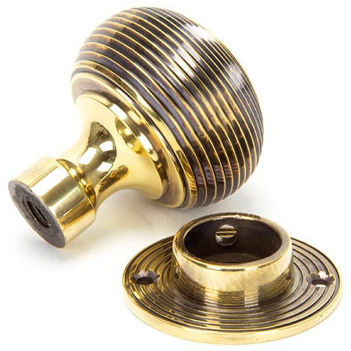 From The Anvil - Beehive Mortice/Rim Knob Set - Aged Brass - 83633 - Choice Handles