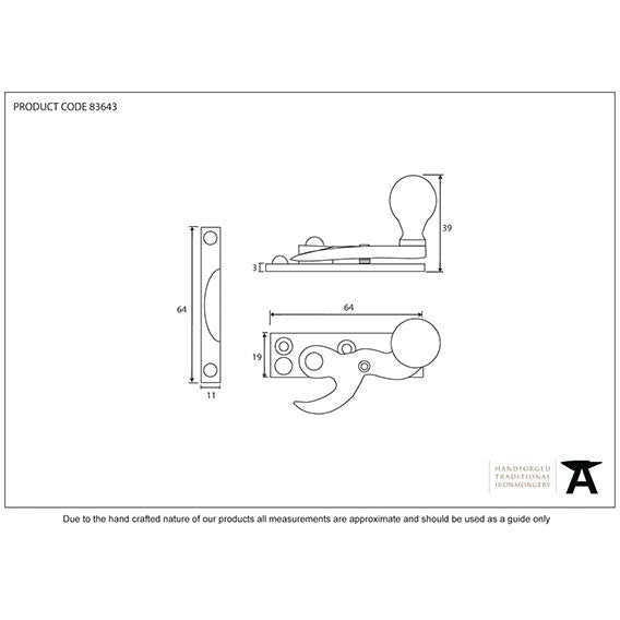 From The Anvil - Sash Hook Fastener - Antique Pewter - 83643 - Choice Handles