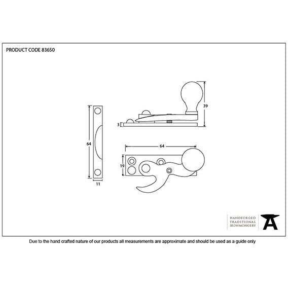 From The Anvil - Sash Hook Fastener - Beeswax - 83650 - Choice Handles