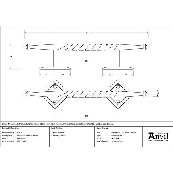 From The Anvil - Robe Pull Handle - Beeswax - 83670 - Choice Handles