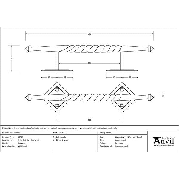 From The Anvil - Robe Pull Handle - Beeswax - 83670 - Choice Handles