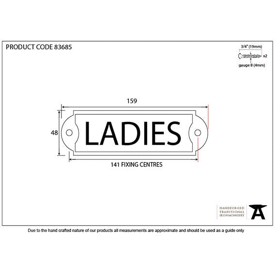 From The Anvil - Ladies Sign - Antique Pewter - 83685 - Choice Handles