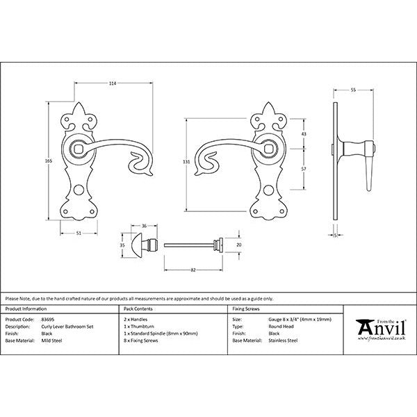 From The Anvil - Curly Lever Bathroom Set - Black - 83695 - Choice Handles