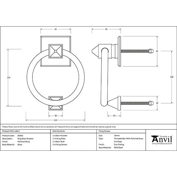 From The Anvil - Ring Door Knocker - Polished Brass - 83836 - Choice Handles