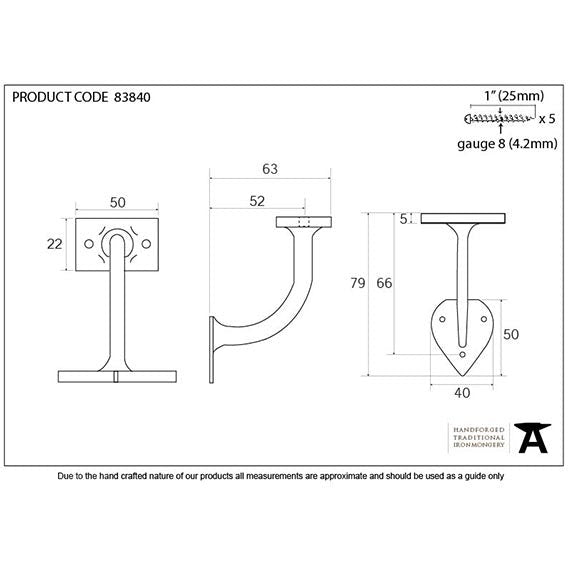 From The Anvil - 2" Handrail Bracket - Polished Chrome - 83840 - Choice Handles