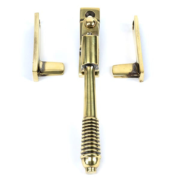 From The Anvil - Night-Vent Locking Reeded Fastener - Aged Brass - 83911 - Choice Handles