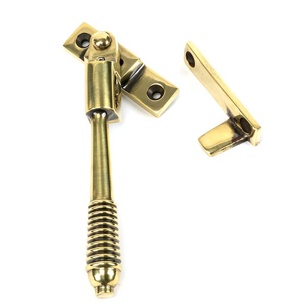 From The Anvil - Night-Vent Locking Reeded Fastener - Aged Brass - 83911 - Choice Handles