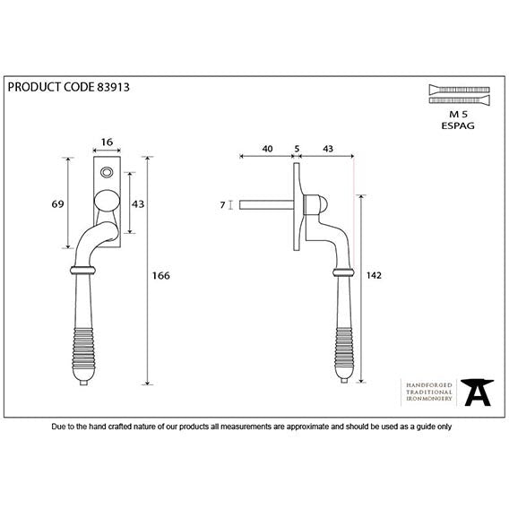 From The Anvil - Reeded Espag - LH - Aged Brass - 83913 - Choice Handles