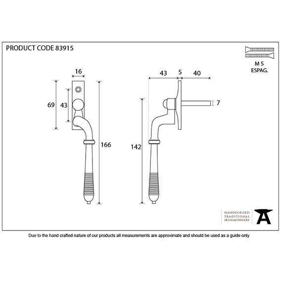 From The Anvil - Reeded Espag - RH - Aged Brass - 83915 - Choice Handles