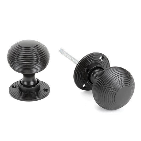 From The Anvil - Heavy Beehive Mortice/Rim Knob Set - Aged Bronze - 83947 - Choice Handles