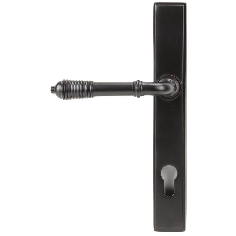 From The Anvil - Reeded Slimline Lever Espag. Lock Set - Aged Bronze - 83952 - Choice Handles