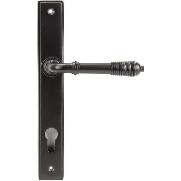 From The Anvil - Reeded Slimline Lever Espag. Lock Set - Aged Bronze - 83952 - Choice Handles