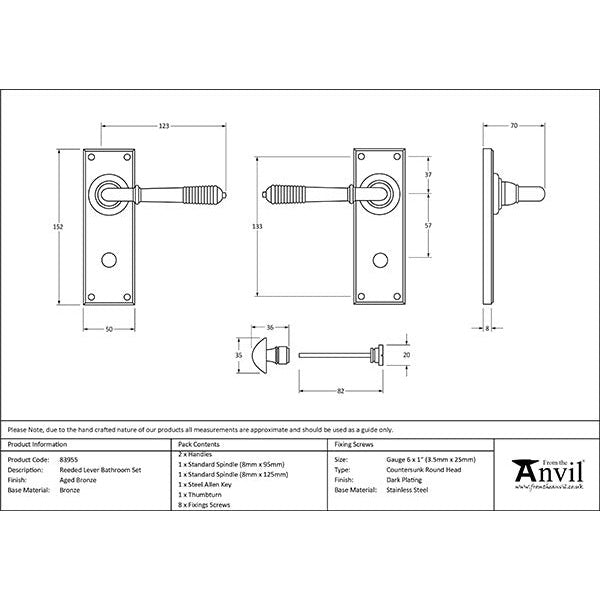 From The Anvil - Reeded Lever Bathroom Set - Aged Bronze - 83955 - Choice Handles