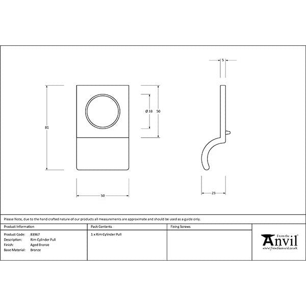 From The Anvil - Rim Cylinder Pull - Aged Bronze - 83967 - Choice Handles