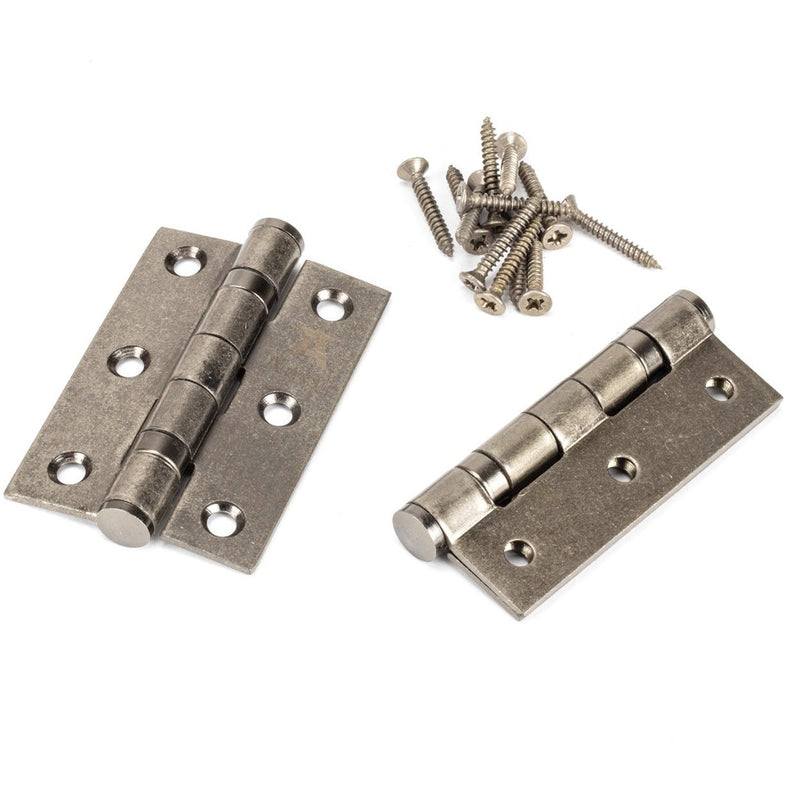 From The Anvil - 3" Ball Bearing Butt Hinge (Pair) ss - Pewter Patina - 90026 - Choice Handles