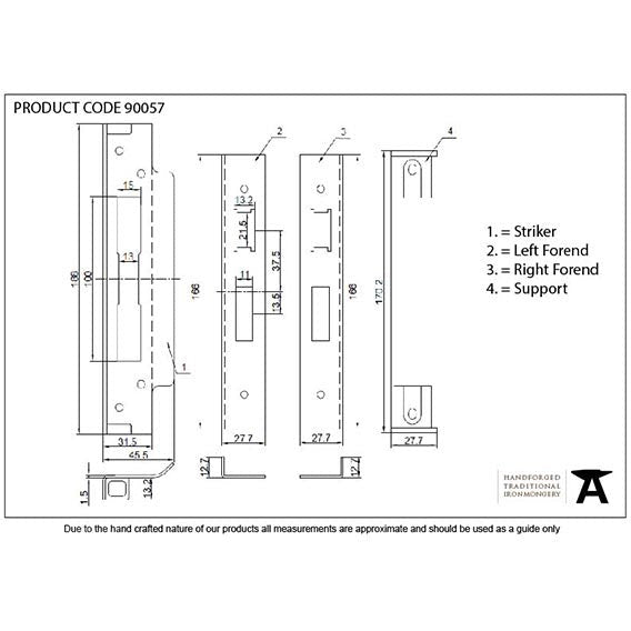 From The Anvil - ½" Euro Sash Lock Rebate Kit - Black - 90057 - Choice Handles