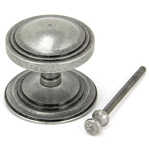 From The Anvil - Art Deco Centre Door Knob - Pewter Patina - 90069 - Choice Handles