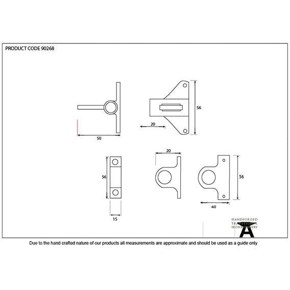 From The Anvil - Fanlight Catch + Two Keeps - Lacquered Brass - 90268 - Choice Handles