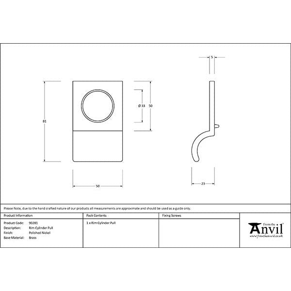 From The Anvil - Rim Cylinder Pull - Polished Nickel - 90281 - Choice Handles