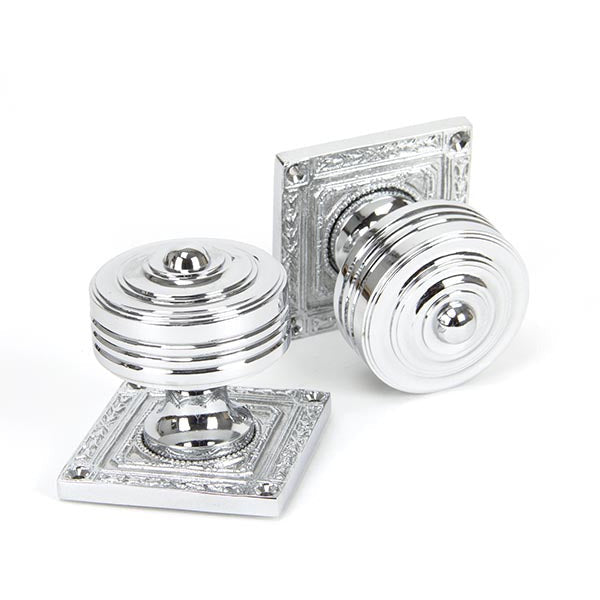 From The Anvil - Tewkesbury Square Mortice Knob Set - Polished Chrome - 90292 - Choice Handles