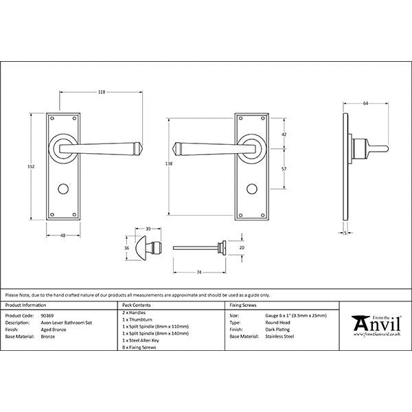 From The Anvil - Avon Lever Bathroom Set - Aged Bronze - 90369 - Choice Handles
