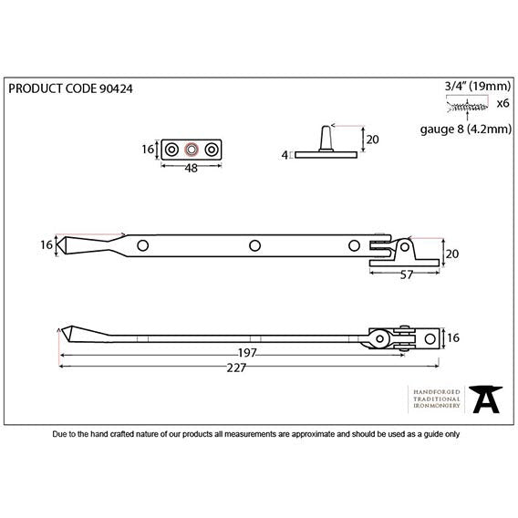 From The Anvil - 8" Avon Stay - Polished Chrome - 90424 - Choice Handles