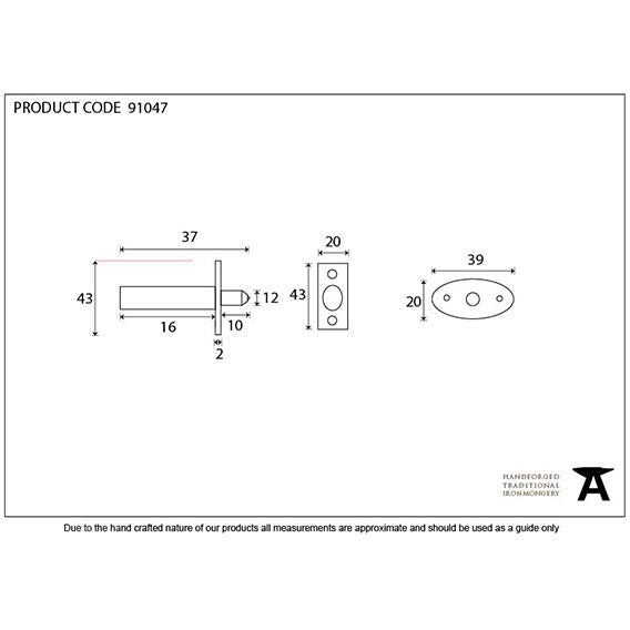 From The Anvil - Security Window Bolt - Electro Brass - 91047 - Choice Handles