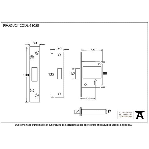 From The Anvil - 2 ½" BS 5 Lever Deadlock - Black - 91058 - Choice Handles