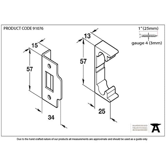 From The Anvil - ½" Rebate Kit for Tubular Mortice Latch - Electro Brass - 91076 - Choice Handles