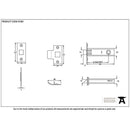 From The Anvil - 3" Tubular Mortice Latch - Electro Brass - 91081 - Choice Handles