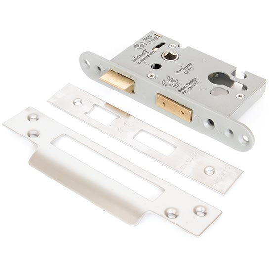 From The Anvil - 2 ½" Euro Profile Sash Lock - Satin Stainless Steel - 91095 - Choice Handles