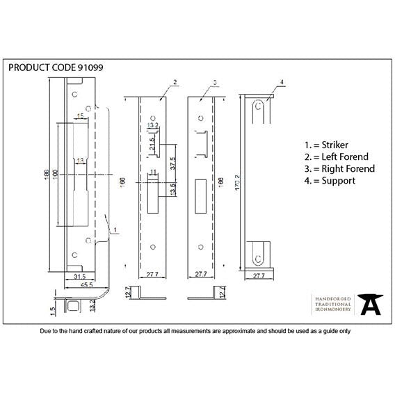 From The Anvil - ½" Euro Sash Lock Rebate Kit - Satin Stainless Steel - 91099 - Choice Handles