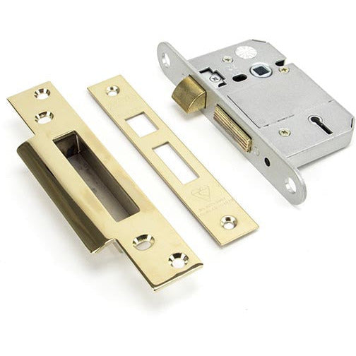 From The Anvil - 2  ½" 5 Lever BS Sash Lock - PVD Brass - 91120 - Choice Handles