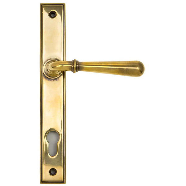 From The Anvil - Newbury Slimline Lever Espag. Lock Set - Aged Brass - 91413 - Choice Handles