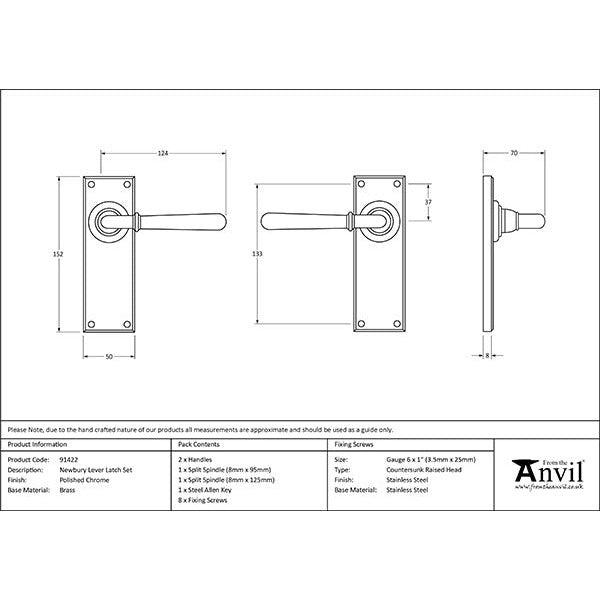 From The Anvil - Newbury Lever Latch Set - Polished Chrome - 91422 - Choice Handles