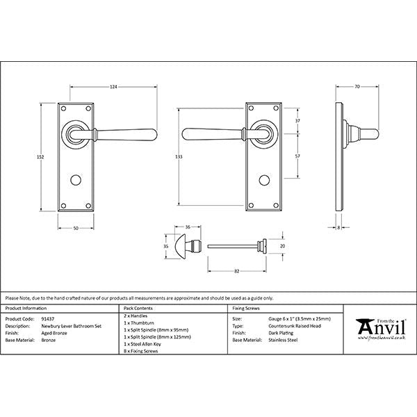 From The Anvil - Newbury Lever Bathroom Set - Aged Bronze - 91437 - Choice Handles