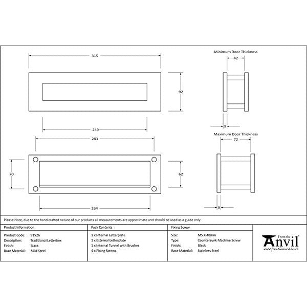 From The Anvil - Traditional Letterbox - Black - 91526 - Choice Handles