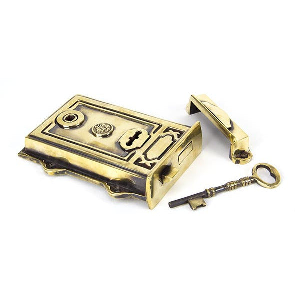 From The Anvil - Davenport Rim Lock - Aged Brass - 91528 - Choice Handles