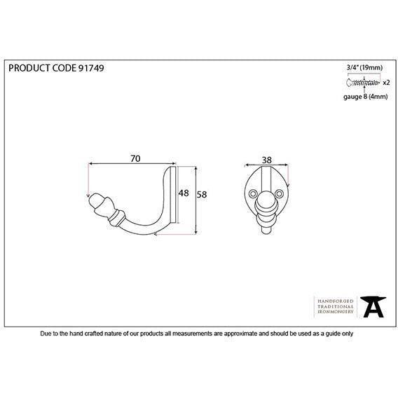 From The Anvil - Coat Hook - Polished Nickel - 91749 - Choice Handles