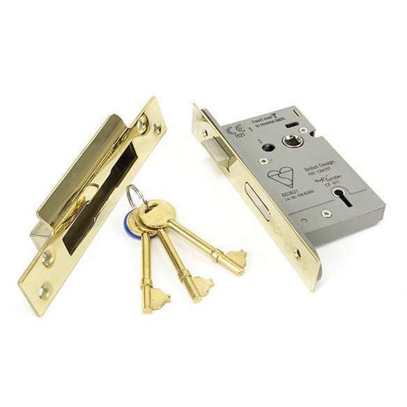 From The Anvil - 3" BS Heavy Duty BS Sash Lock KA - PVD Brass - 91829 - Choice Handles