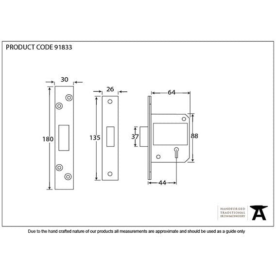 From The Anvil - 2 ½" 5 Lever BS Deadlock KA - PVD Brass - 91833 - Choice Handles