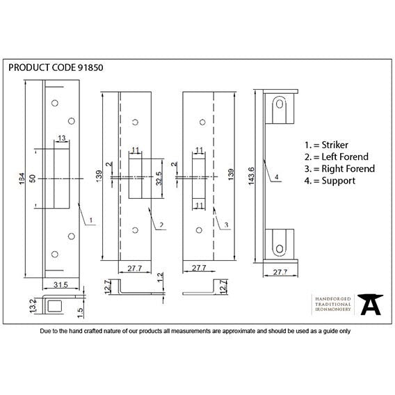 From The Anvil - ½" Euro Dead Lock Rebate Kit - PVD Brass - 91850 - Choice Handles