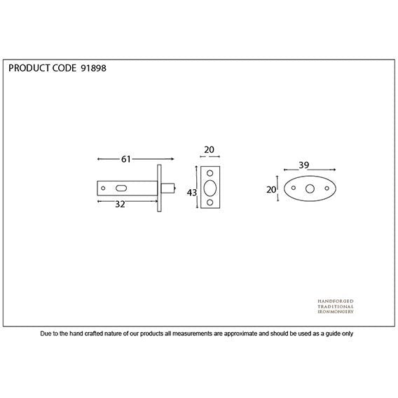 From The Anvil - Security Door Bolt - Polished Chrome - 91898 - Choice Handles