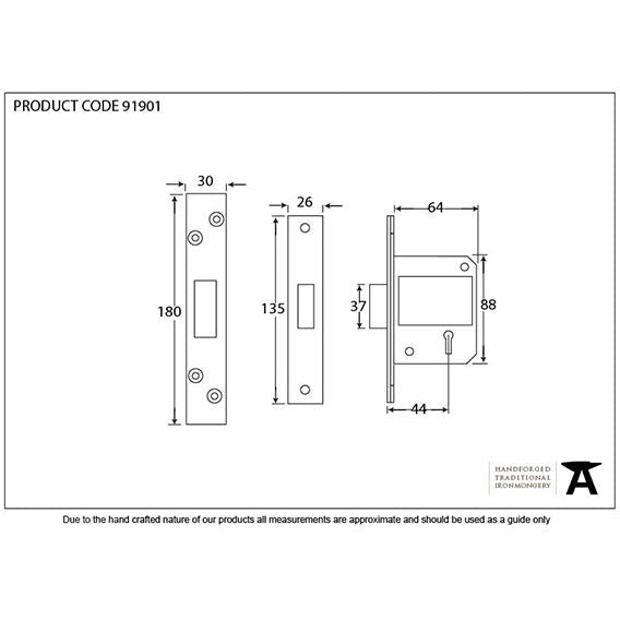From The Anvil - 2 ½" 5 Lever BS Deadlock KA - Stainless Steel - 91901 - Choice Handles