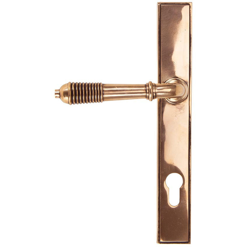 From The Anvil - Reeded Slimline Lever Espag. Lock - Polished Bronze - 91912 - Choice Handles